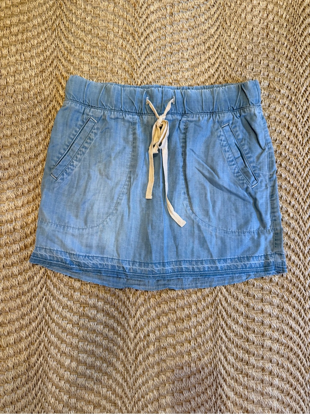 Bella Dahl chambray mini skirt with drawstring